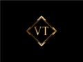 VT Initial diamond shape Gold color later Logo Design