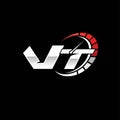 VT Logo Letter Speed Meter Racing Style