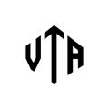 VTA letter logo design with polygon shape. VTA polygon and cube shape logo design. VTA hexagon vector logo template white and Royalty Free Stock Photo