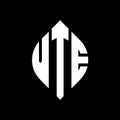 VTE circle letter logo design with circle and ellipse shape. VTE ellipse letters with typographic style. The three initials form a Royalty Free Stock Photo