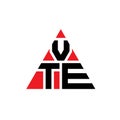 VTE triangle letter logo design with triangle shape. VTE triangle logo design monogram. VTE triangle vector logo template with red Royalty Free Stock Photo