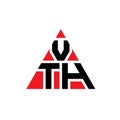 VTH triangle letter logo design with triangle shape. VTH triangle logo design monogram. VTH triangle vector logo template with red Royalty Free Stock Photo