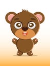 Vector illustration of a cute cartoon little teddy bear. Nice, funny, joyful bear for kindergarten, babies, books, cartoons