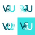 VU letters logo with accent speed green and blue