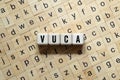 Vuca - word concept on building blocks, text