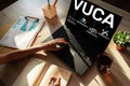 VUCA world concept on screen. Volatility, uncertainty, complexity, ambiguity. Royalty Free Stock Photo