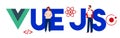 Vue.js coding computer Language, Javascript, Internet components vector illustration. Royalty Free Stock Photo
