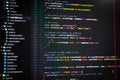 Vue.js TypeScript code in text editor. Prevent hacks in internet security. Royalty Free Stock Photo