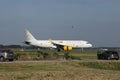 Vueling Aircraft plane taxiing in Amsterdam Airport AMS