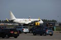 Vueling Aircraft plane taxiing in Amsterdam Airport AMS