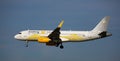 Vueling airliner landing in El Prat Airport in Barcelona