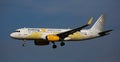 Vueling airliner landing in El Prat Airport in Barcelona