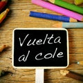 Vuelta al cole, back to school written in spanish