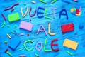 Vuelta al cole, back to school written in spanish Royalty Free Stock Photo