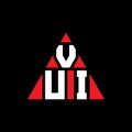 VUI triangle letter logo design with triangle shape. VUI triangle logo design monogram. VUI triangle vector logo template with red Royalty Free Stock Photo