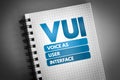 VUI - Voice as User Interface acronym on notepad, technology concept background Royalty Free Stock Photo