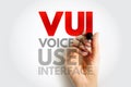 VUI Voice as User Interface text, concept about digital communication and technology interaction using speech control design Royalty Free Stock Photo