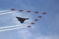 Vulcan Bomber and Red Arrows