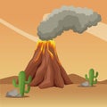 Vulcan at desert landscape cartoon