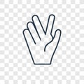 Vulcan salute concept vector linear icon isolated on transparent Royalty Free Stock Photo