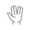Vulcan salute line icon. What`s up gestures symbol
