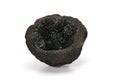 Vulcanic bomb from the slopes of Vesuvius vulcano, cut-in-half, filled with olivine and other minerals crystals. On