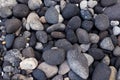 Vulcanic dark round stones at the shore of Ischia, Italy