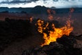 Vulcanic Landscape with fire of the Timanfaya National Park in Lanzarote, Canary Islands, Spain