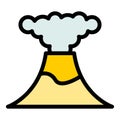 Vulcano explosion icon vector flat