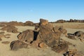 Vulcano Landscape with Moon Royalty Free Stock Photo