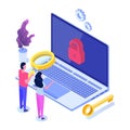 Vulnerability and bugs search, finding malware concept.
