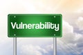 Vulnerability Just Ahead Green Road Sign Royalty Free Stock Photo