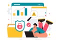 Vulnerability and Threat Management Solutions Vector Illustration featuring Data Breach Security Attack, Hacker Fraud, and Coding Royalty Free Stock Photo