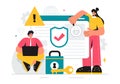 Vulnerability and Threat Management Solutions Vector Illustration featuring Data Breach Security Attack, Hacker Fraud, and Coding Royalty Free Stock Photo