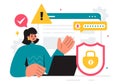 Vulnerability and Threat Management Solutions Vector Illustration featuring Data Breach Security Attack, Hacker Fraud, and Coding Royalty Free Stock Photo