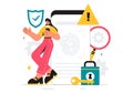 Vulnerability and Threat Management Solutions Vector Illustration featuring Data Breach Security Attack, Hacker Fraud, and Coding Royalty Free Stock Photo