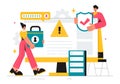 Vulnerability and Threat Management Solutions Vector Illustration featuring Data Breach Security Attack, Hacker Fraud, and Coding Royalty Free Stock Photo