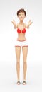 Vulnerable, Sad and Helpless Jenny - 3D Cartoon Female Character Model - Extends Hands Begging For Help Arms Reaching Out