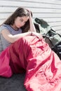 Vulnerable Teenage Girl Sleeping On The Street