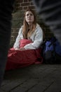 Vulnerable Teenage Girl Sleeping On The Street