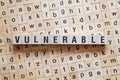 Vulnerable - word concept on cubes Royalty Free Stock Photo