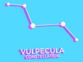 Vulpecula constellation 3d symbol. Constellation icon in isometric style on blue background. Cluster of stars and galaxies. Vector Royalty Free Stock Photo