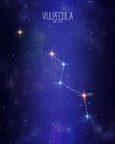 Vulpecula the fox constellation map on a starry space background. Stars relative sizes and color shades based on their spectral Royalty Free Stock Photo