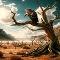 The vulture on a barren tree