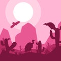 Vulture bird animal silhouette desert savanna landscape design vector illustration