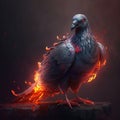 Vulture birds in pink and blue flame. Ai generated