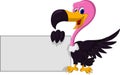 Vulture cartoon with blank sign Royalty Free Stock Photo