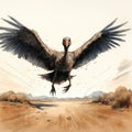 Vulture In Flight: Detailed Digital Illustration By Alasdair