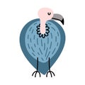 Vulture isolated on white background in flat and doodle style. Cute cartoon vector illustration