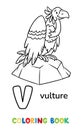 Vulture. Animals ABC coloring book for kids Royalty Free Stock Photo